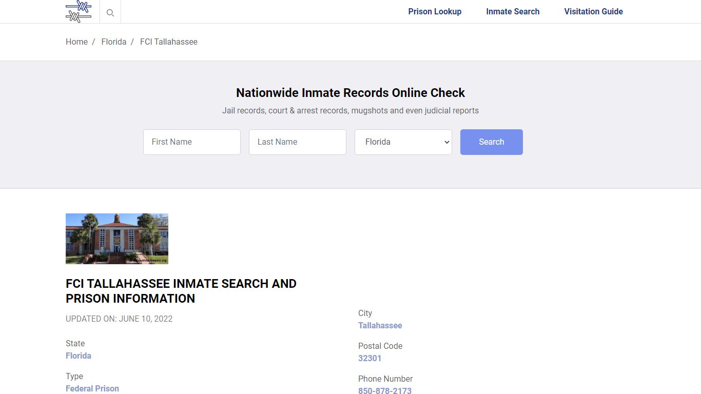 FCI Tallahassee Inmate Search, Visitation, Phone no ...