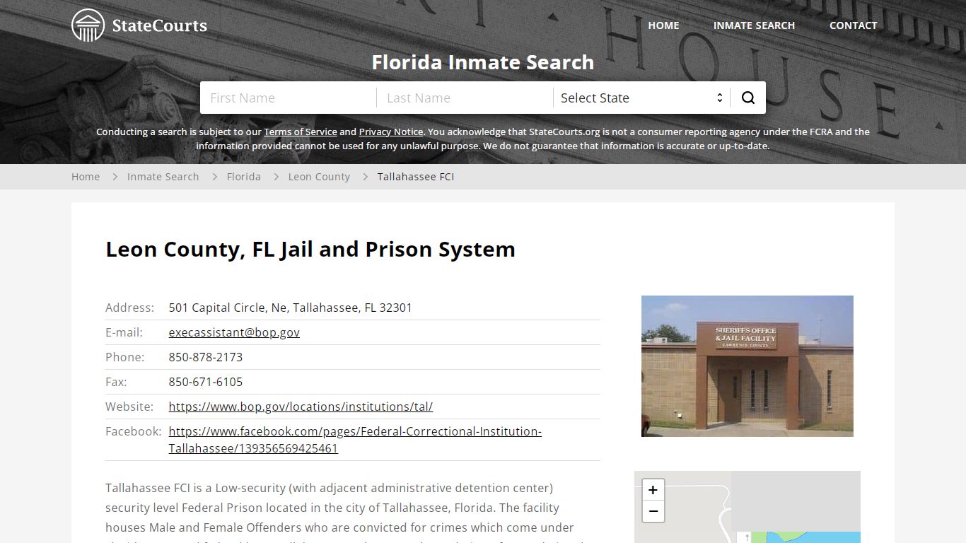 Tallahassee FCI Inmate Records Search, Florida - StateCourts