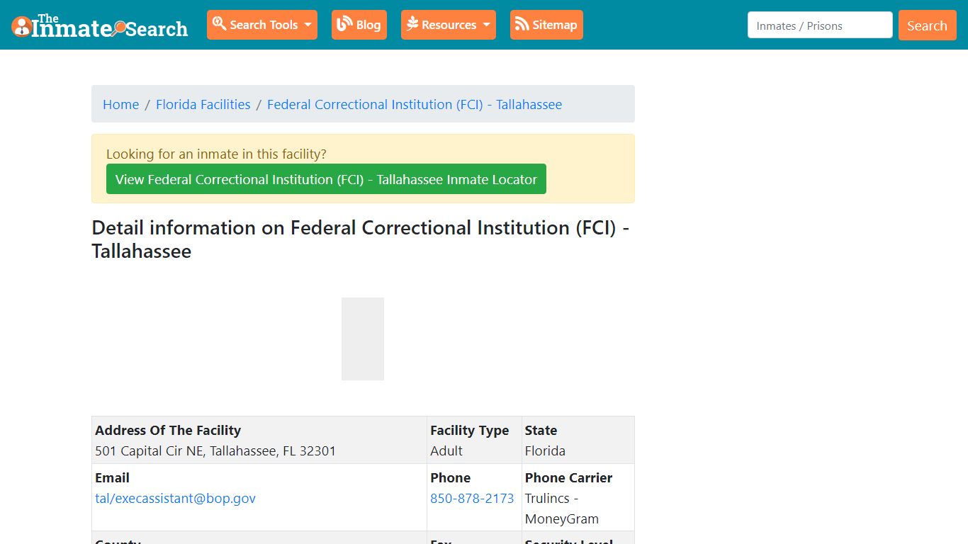 Information on Federal Correctional Institution (FCI ...